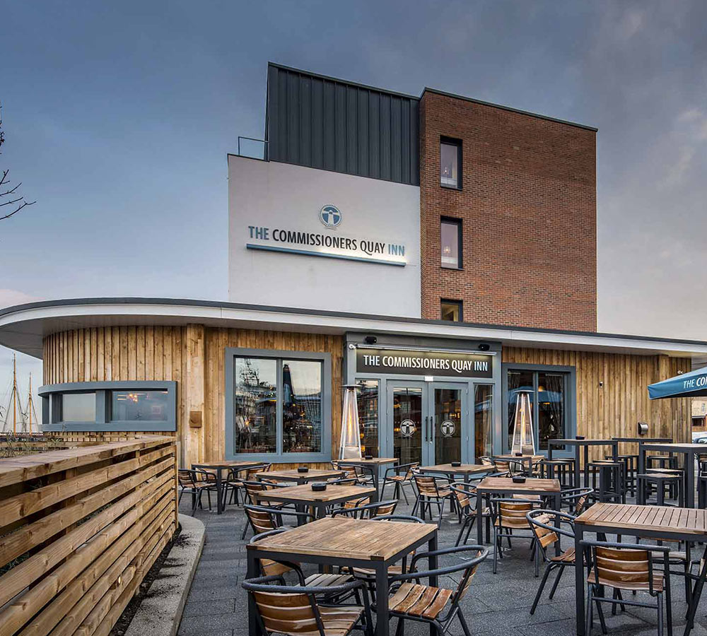 Exterior view of The Commissioners Quay Inn, Blyth