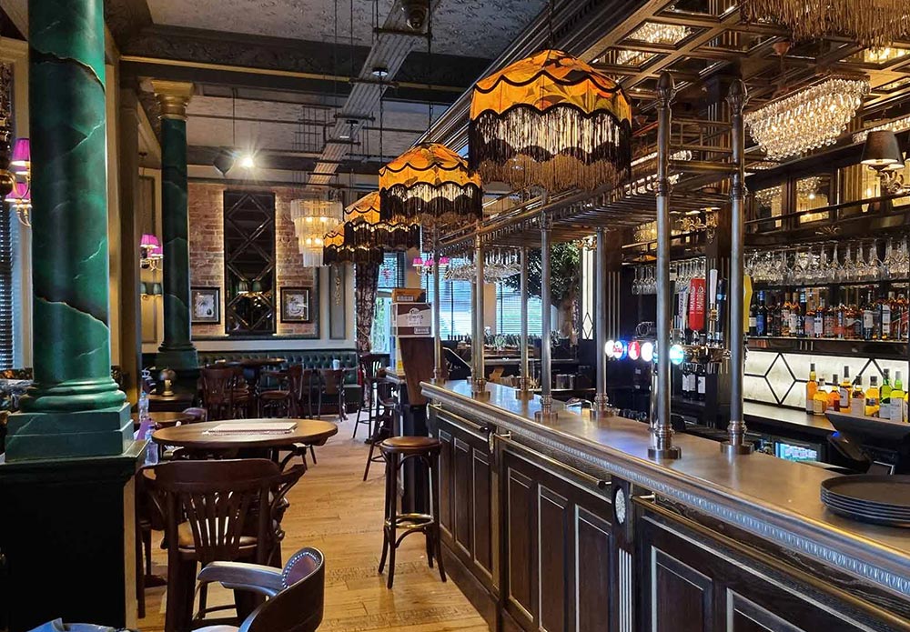 The bar at The Harrogate Inn, Yorkshire