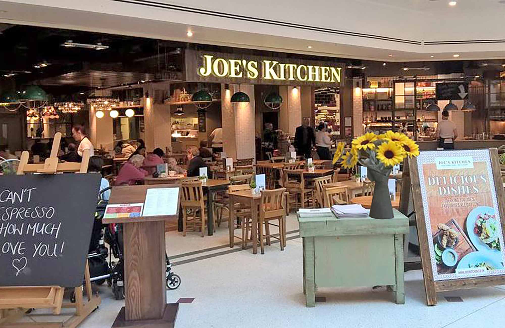 Exterior view of Joe's Kitchen, London and the Midlands