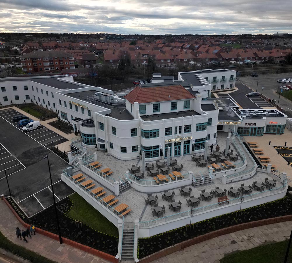 Aerial view of The Tynemouth Castle Inn, Tynemouth