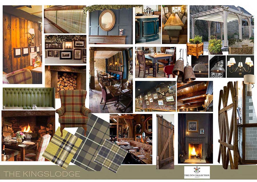 The Kingslodge Inn mood board and design cue visuals