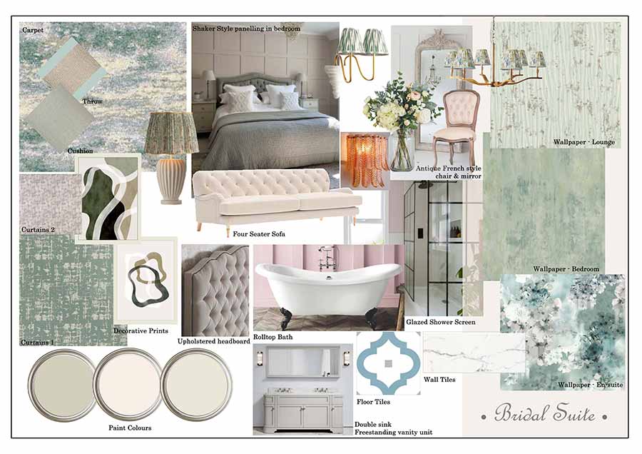 Caledonian Bridal Suite interior design illustration